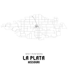 La Plata Missouri. US street map with black and white lines.