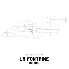 La Fontaine Indiana. US street map with black and white lines.