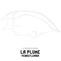 La Plume Pennsylvania. US street map with black and white lines.