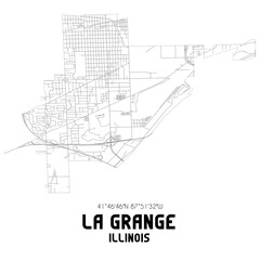 La Grange Illinois. US street map with black and white lines.