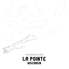 Naklejka premium La Pointe Wisconsin. US street map with black and white lines.