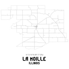 La Moille Illinois. US street map with black and white lines.