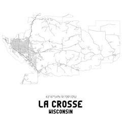 La Crosse Wisconsin. US street map with black and white lines.
