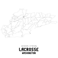 Lacrosse Washington. US street map with black and white lines.