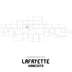 Lafayette Minnesota. US street map with black and white lines.