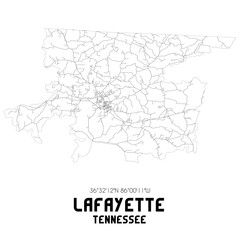 Fototapeta na wymiar Lafayette Tennessee. US street map with black and white lines.