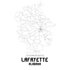 Lafayette Alabama. US street map with black and white lines.