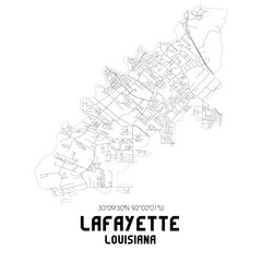 Fototapeta na wymiar Lafayette Louisiana. US street map with black and white lines.