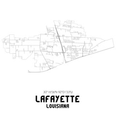 Lafayette Louisiana. US street map with black and white lines.