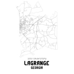 Lagrange Georgia. US street map with black and white lines.