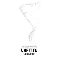 Lafitte Louisiana. US street map with black and white lines.