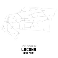 Lacona New York. US street map with black and white lines.