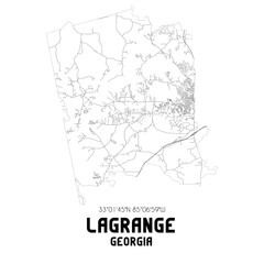 Lagrange Georgia. US street map with black and white lines.