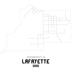 Lafayette Ohio. US street map with black and white lines.