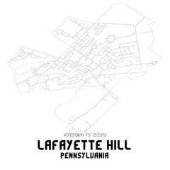 Fototapeta na wymiar Lafayette Hill Pennsylvania. US street map with black and white lines.