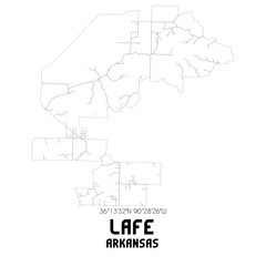 Lafe Arkansas. US street map with black and white lines.