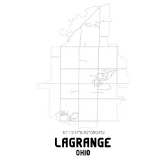 Lagrange Ohio. US street map with black and white lines.