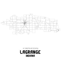Lagrange Indiana. US street map with black and white lines.