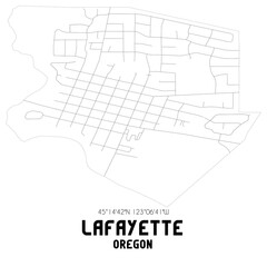 Lafayette Oregon. US street map with black and white lines.