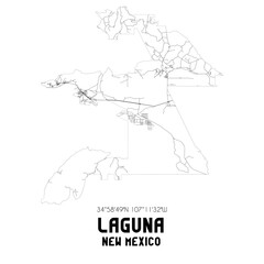 Laguna New Mexico. US street map with black and white lines.