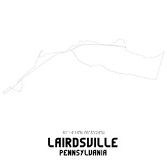 Lairdsville Pennsylvania. US street map with black and white lines.
