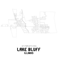 Lake Bluff Illinois. US street map with black and white lines.