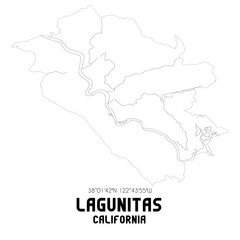 Lagunitas California. US street map with black and white lines.
