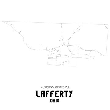 Lafferty Ohio. US street map with black and white lines.