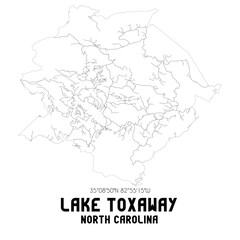 Obraz premium Lake Toxaway North Carolina. US street map with black and white lines.