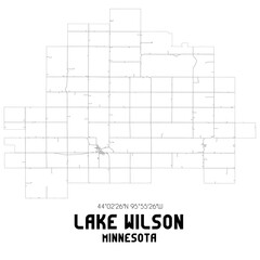 Lake Wilson Minnesota. US street map with black and white lines.