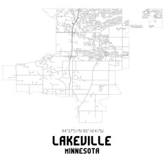 Lakeville Minnesota. US street map with black and white lines.