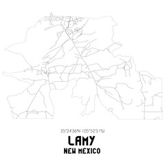 Lamy New Mexico. US street map with black and white lines. © Rezona