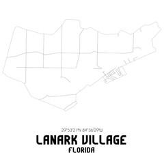 Lanark Village Florida. US street map with black and white lines.