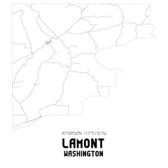 Lamont Washington. US street map with black and white lines.