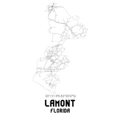 Lamont Florida. US street map with black and white lines.