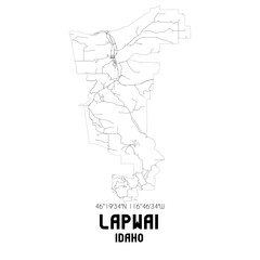 Lapwai Idaho. US street map with black and white lines.