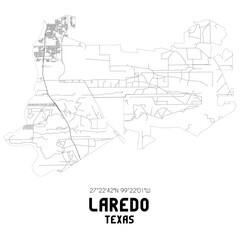 Laredo Texas. US street map with black and white lines.