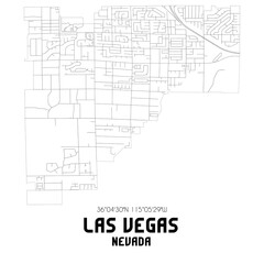 Las Vegas Nevada. US street map with black and white lines.