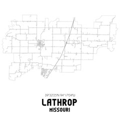 Lathrop Missouri. US street map with black and white lines.