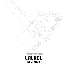 Laurel New York. US street map with black and white lines.