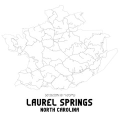 Laurel Springs North Carolina. US street map with black and white lines.