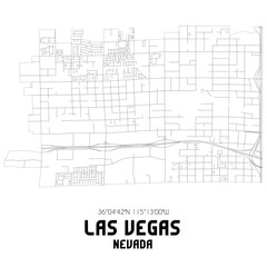 Las Vegas Nevada. US street map with black and white lines.