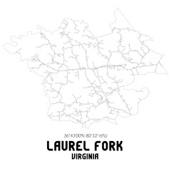 Laurel Fork Virginia. US street map with black and white lines.