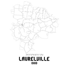 Laurelville Ohio. US street map with black and white lines.