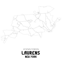 Laurens New York. US street map with black and white lines.
