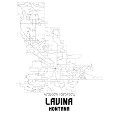 Lavina Montana. US street map with black and white lines.