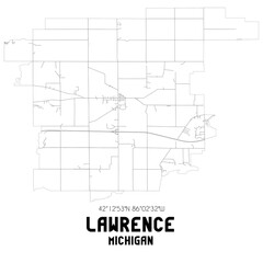 Lawrence Michigan. US street map with black and white lines.
