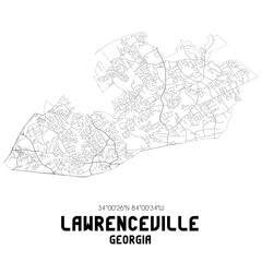Lawrenceville Georgia. US street map with black and white lines.