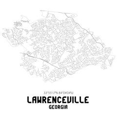 Lawrenceville Georgia. US street map with black and white lines.