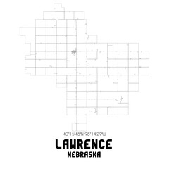 Lawrence Nebraska. US street map with black and white lines.